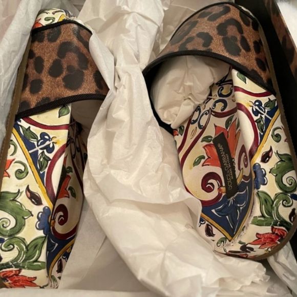 DOLCE & GABANA "Majolica Leopard" Rubber Pool Slides Size 5 - Picture 6 of 7